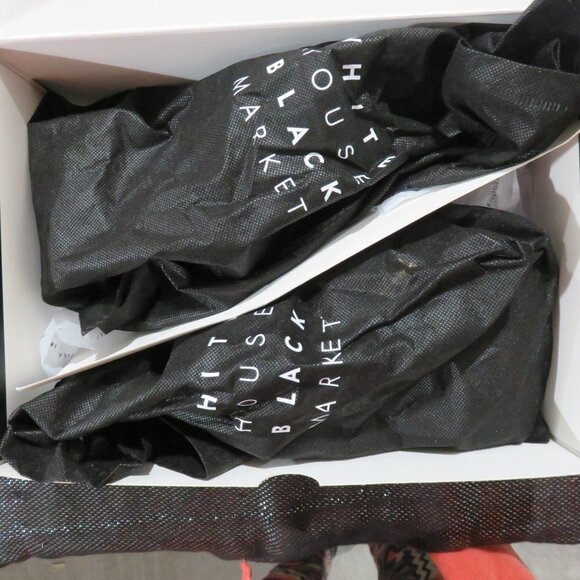 White House Black Market Bamboo Buckle Leather Mid-Heel Sandal size 7 Black NWT - Picture 11 of 16